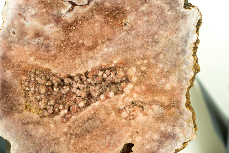 Pink Amethyst Geode Slice with Botryoidal Druzy