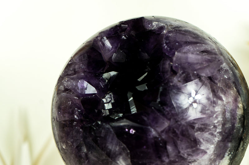 X Large AAA Amethyst Sphere with Deep Purple Amethyst Druzy - Raw, Natural & Ethical - E2D Crystals & Minerals
