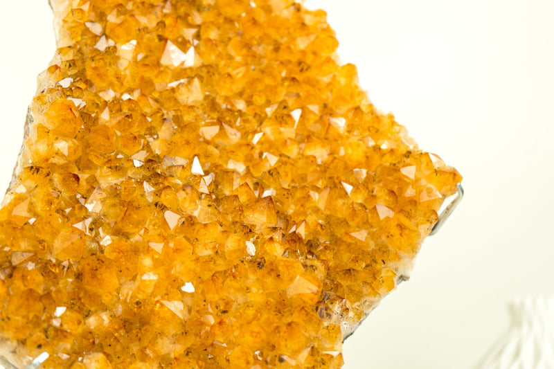 Citrine Crystal with Shiny Golden Yellow Citrine Druzy on Display