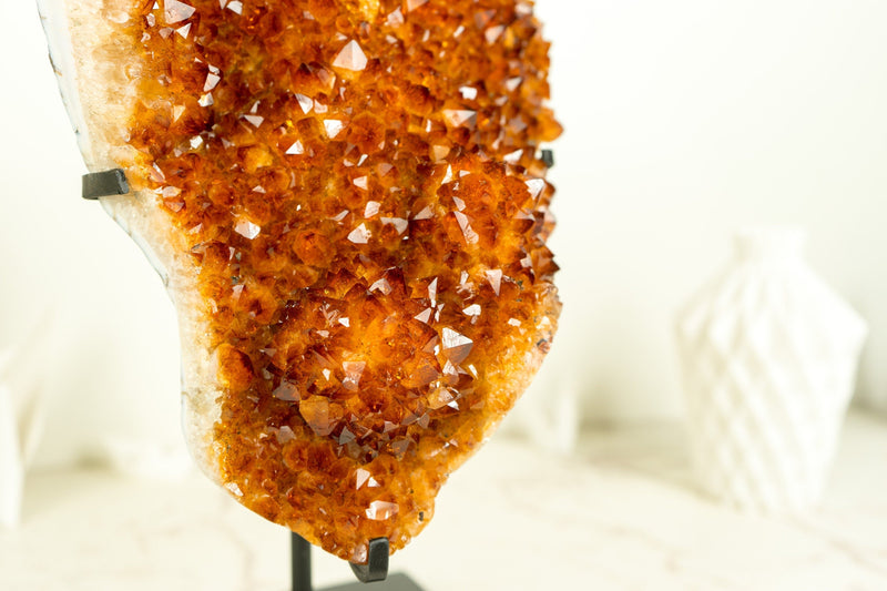 Orange/Reddish Madeira Citrine Cluster with Rare Blooming Flower Rosette - E2D Crystals & Minerals