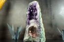 Super Rare Double-Chamber Amethyst Geode with Half Pink Quartz Druzy, Half Deep Purple Amethyst,