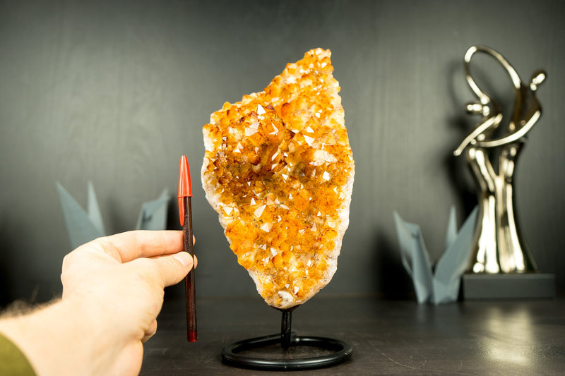 Citrine Cluster with a Rare Flower Stalactite Formation for Display, AAA Deep Orange Citrine Color, Raw and Ethical