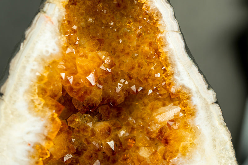 High-Grade Natural Citrine Geode Cave with Deep Orange Citrine Druzy, 6.7 Kg - 14.8 lb