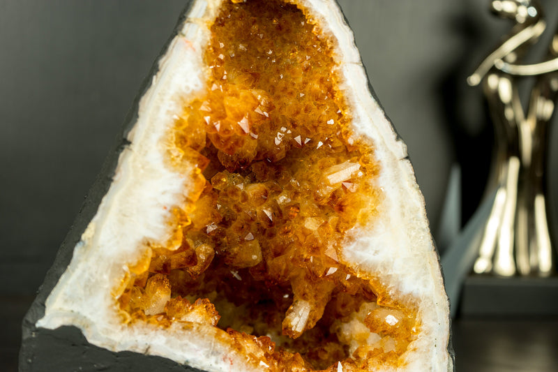 High-Grade Natural Citrine Geode Cave with Deep Orange Citrine Druzy, 6.7 Kg - 14.8 lb