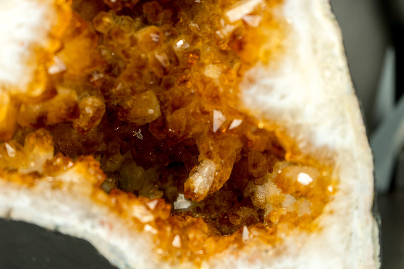 High-Grade Natural Citrine Geode Cave with Deep Orange Citrine Druzy, 6.7 Kg - 14.8 lb