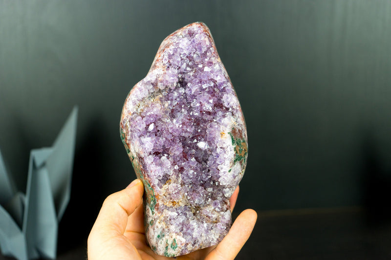 Wholesale Set of 3 High-Grade Pink Amethyst Free Form Geodes, Flat Box