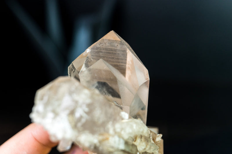 All Natural White-Phantom Quartz Crystal from Diamantina Brazil with Lemurian Lines and Lodolite, 258g 4.1 In