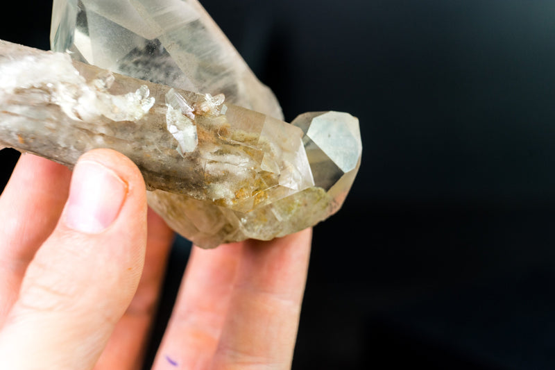 All Natural White-Phantom Quartz Crystal from Diamantina Brazil with Lemurian Lines and Lodolite, 258g 4.1 In