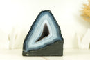 Intact Blue Lace Agate Geode with Galaxy Druzy - Natural, Intact, with Vivid Blue and White Bandings 2.6 Kg - 5.6 lb