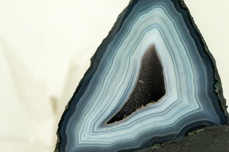 Intact Blue Lace Agate Geode with Galaxy Druzy - Natural, Intact, with Vivid Blue and White Bandings 2.6 Kg - 5.6 lb