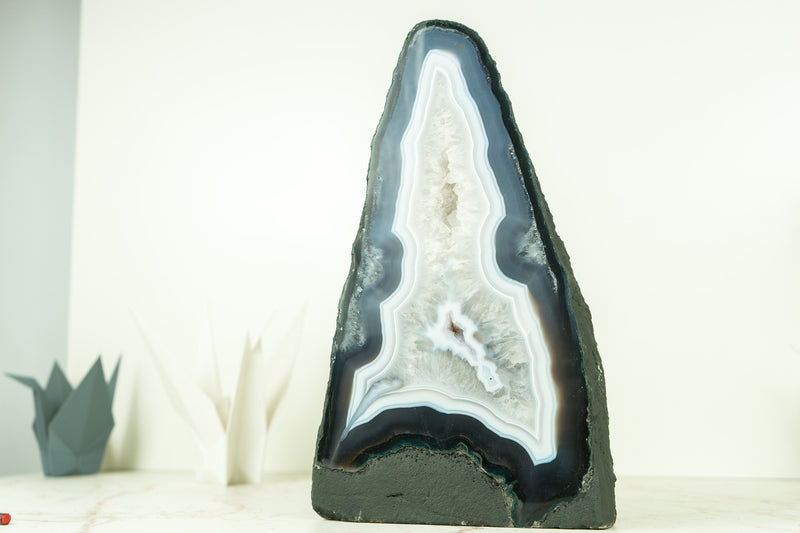 Rare Natural Blue Lace Agate Geode with Crystal Druzy and World-Class Agate Laces - 3.6 Kg - 7.9 lb