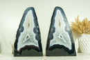 Pair of Rare Natural Blue Lace Agate Geodes with Crystal Druzy and World-Class Agate Laces - 17.2 Kg - 37.9 lb