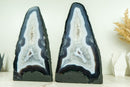 Pair of Rare Natural Blue Lace Agate Geodes with Crystal Druzy and World-Class Agate Laces - 17.2 Kg - 37.9 lb