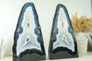 Pair of Rare Natural Blue Lace Agate Geodes with Crystal Druzy and World-Class Agate Laces - 17.2 Kg - 37.9 lb