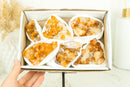 Set of 6 Citrine Clusters of Super Extra Grade, Wholesale Flat Box, Small, Deep Orange Citrine Druzy - 1380g - 3.0 lb
