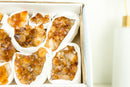 Wholesale Madeira Citrine Clusters Flat Box - Madeia Color Citrine, Wholesale Bulk - 11 Clusters, 1300g - 2.9 lb