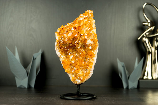 Citrine Cluster with a Rare Flower Stalactite Formation for Display, AAA Deep Orange Citrine Color, Raw and Ethical