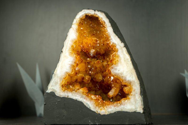 High-Grade Natural Citrine Geode Cave with Deep Orange Citrine Druzy, 6.7 Kg - 14.8 lb