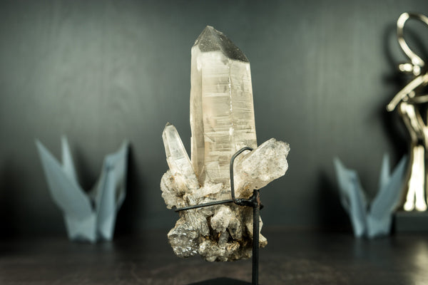 All-Natural Rare Lemurian Seed Crystal Cluster with Gray Dreamcoat Lithium Phantom - 8 In - 3.0 lb