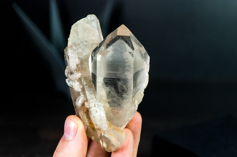 All Natural White-Phantom Quartz Crystal from Diamantina Brazil with Lemurian Lines and Lodolite, 258g 4.1 In