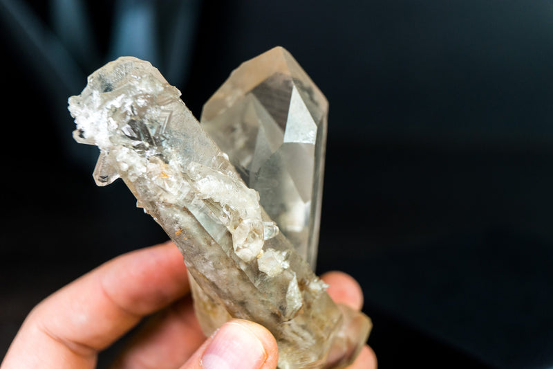 All Natural White-Phantom Quartz Crystal from Diamantina Brazil with Lemurian Lines and Lodolite, 258g 4.1 In