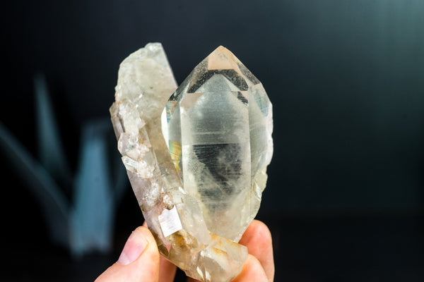 All Natural White-Phantom Quartz Crystal from Diamantina Brazil with Lemurian Lines and Lodolite, 258g 4.1 In
