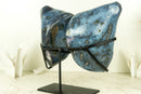 Blue Lace Agate Geode Wings with Purple Amethyst and Landscaped Back, On Stand - 9.3 Kg - 20.4 lb