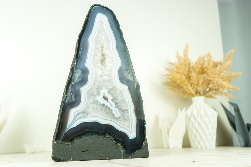 Rare Natural Blue Lace Agate Geode with Crystal Druzy and World-Class Agate Laces - 3.6 Kg - 7.9 lb
