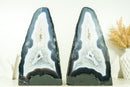 Pair of Rare Natural Blue Lace Agate Geodes with Crystal Druzy and World-Class Agate Laces - 17.2 Kg - 37.9 lb
