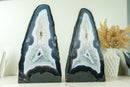 Pair of Rare Natural Blue Lace Agate Geodes with Crystal Druzy and World-Class Agate Laces - 17.2 Kg - 37.9 lb