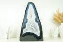 Pair of Rare Natural Blue Lace Agate Geodes with Crystal Druzy and World-Class Agate Laces - 17.2 Kg - 37.9 lb