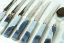 Handmade Blue Lace Agate with Stainless Steel Cutlery Tableware Set, Serves 6, Comes in a Wooden Box - E2D Crystals & Minerals