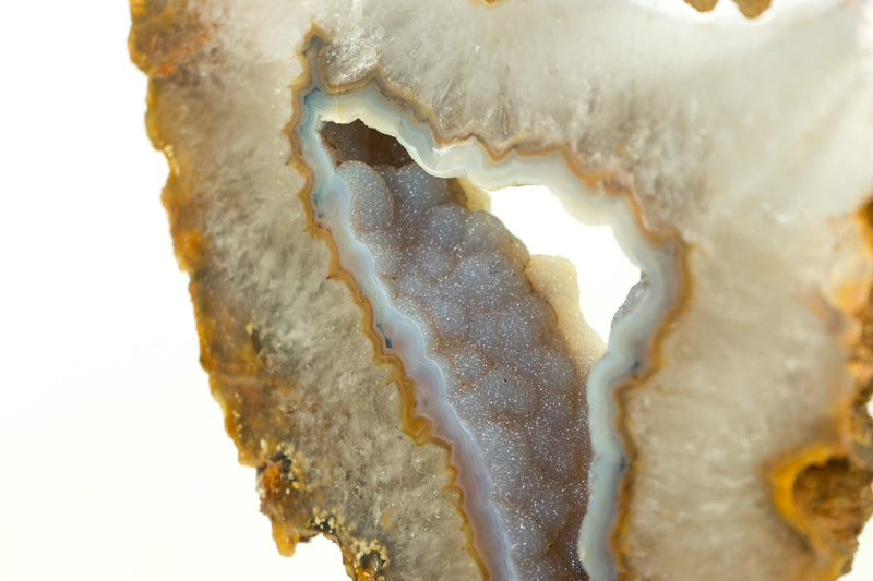 Rare Orange Agate with Baby Blue Galaxy Druzy Geode Portal