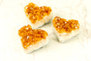Set of 3 High-Grade Citrine Hearts with, Deep Orange Druzy