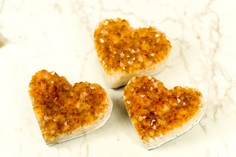 Set of 3 AAA Deep Orange Citrine Hearts