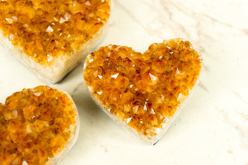 Set of 3 AAA Deep Orange Citrine Hearts