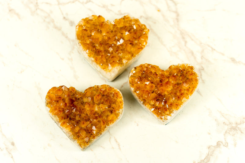 Set of 3 AAA Deep Orange Citrine Hearts