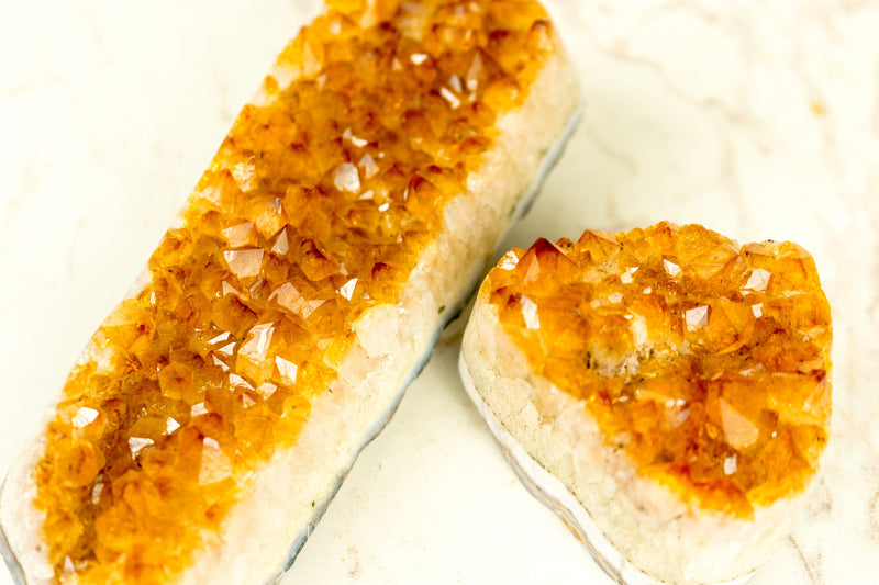 Set of 2 High-Grade Deep Orange Citrine Clusters