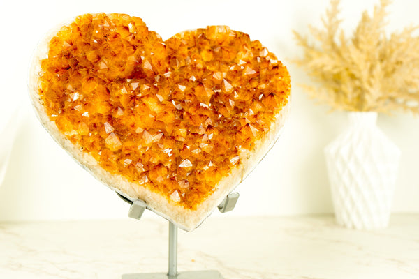 High Grade, Large Crystal Citrine Heart Sculpture