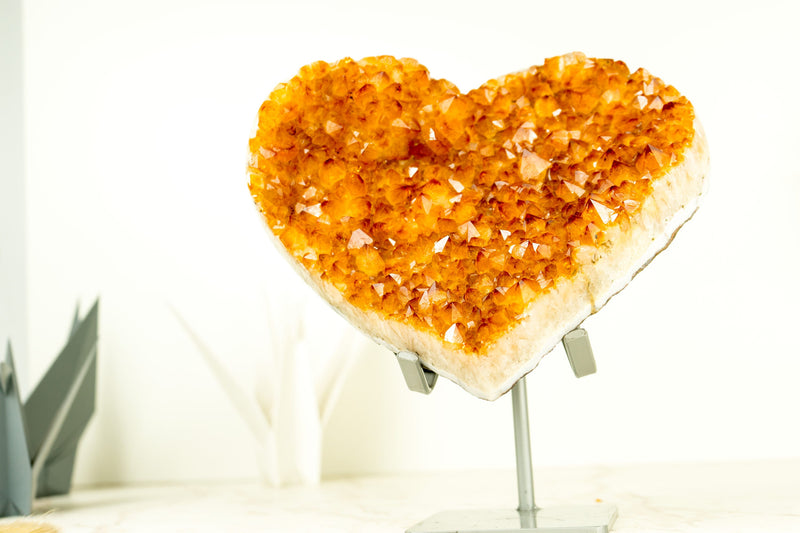 High Grade, Large Crystal Citrine Heart Sculpture