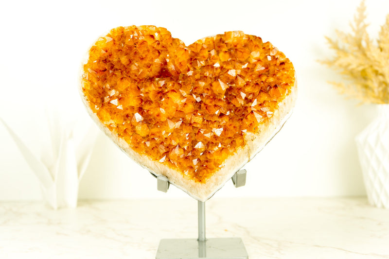 High Grade, Large Crystal Citrine Heart Sculpture