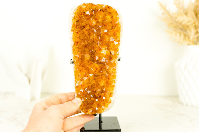 Gorgeous Small High-Grade Golden Orange Citrine Cluster with Sparkly Citrine Druzy