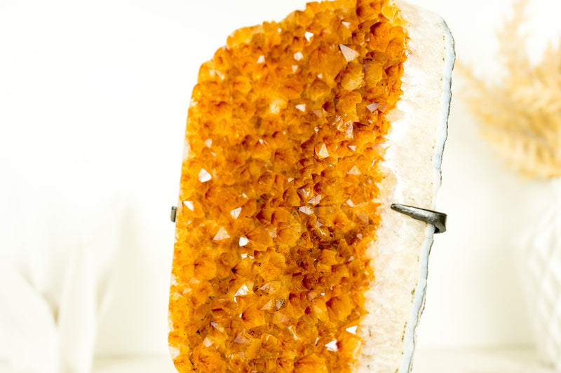 Exceptional Golden Yellow Citrine Cluster with Sparkling Druzy