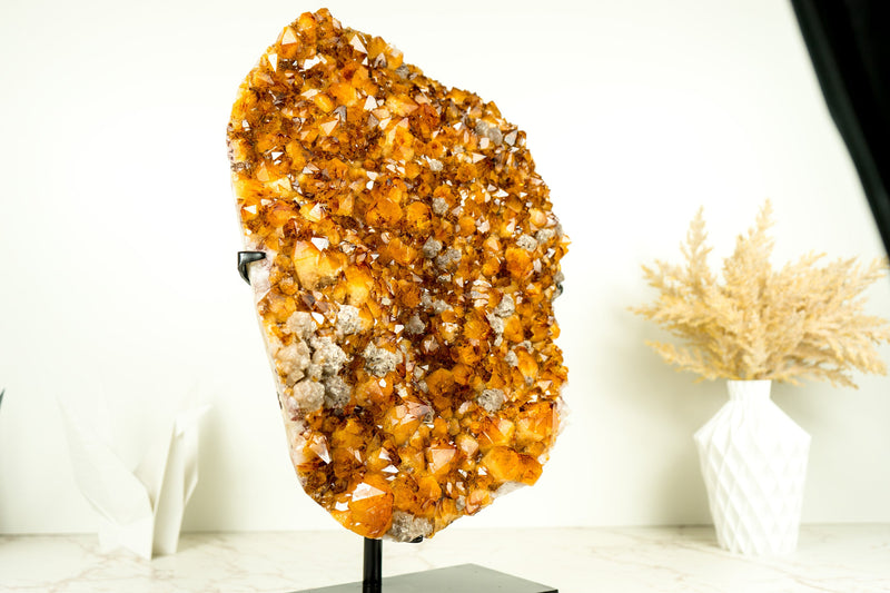 X-Large Rare Natural Citrine Cluster, AAA Quality Deep Orange Citrine with Goethite and Calcite Inclusions - 18.7 Kg 41.43 lb - E2D Crystals & Minerals