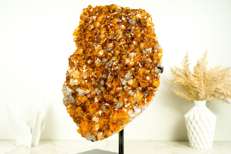 X-Large Rare Natural Citrine Cluster, AAA Quality Deep Orange Citrine with Goethite and Calcite Inclusions - 18.7 Kg 41.43 lb - E2D Crystals & Minerals