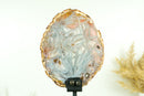 Super Rare Bahia Agate Slice with Polyhedroid and Pseudomorph Tube-like Inclusions, Natural Pastel Pink and Blue Colors