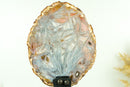 Super Rare Bahia Agate Slice with Polyhedroid and Pseudomorph Tube-like Inclusions, Natural Pastel Pink and Blue Colors