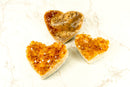 Set of 3 High-Grade Deep Orange Citrine Hearts, Natural, One with Galaxy Citrine Druzy, Wholesale Flat Box - 1.7 Kg - 3.7 lb - E2D Crystals & Minerals