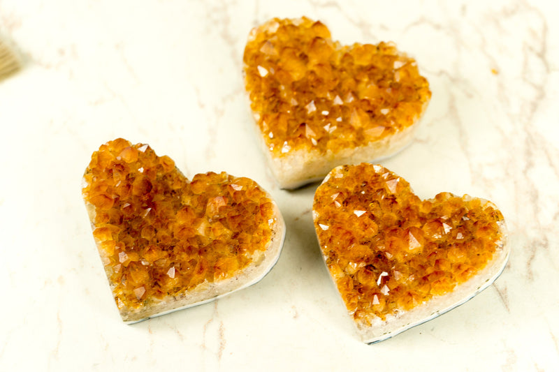 Set of 3 AAA Deep Orange Citrine Hearts