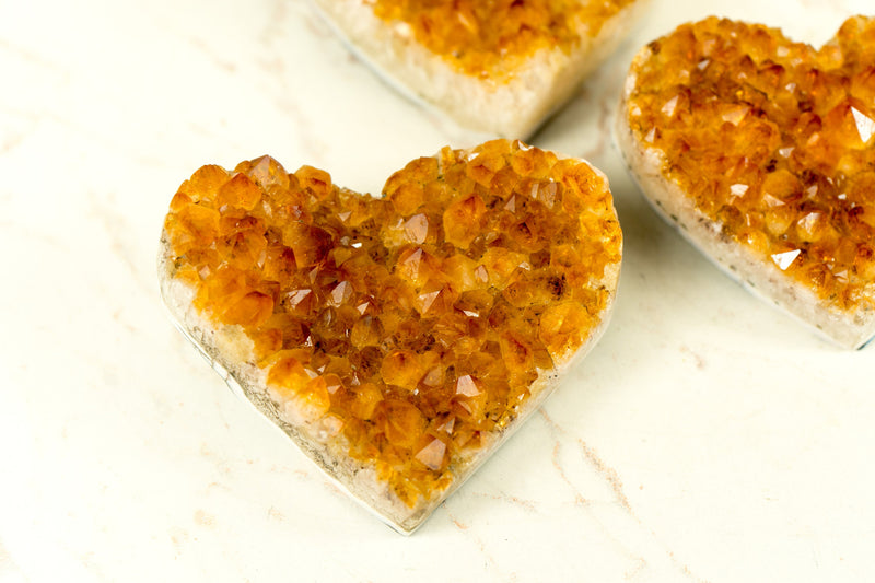 Set of 3 AAA Deep Orange Citrine Hearts